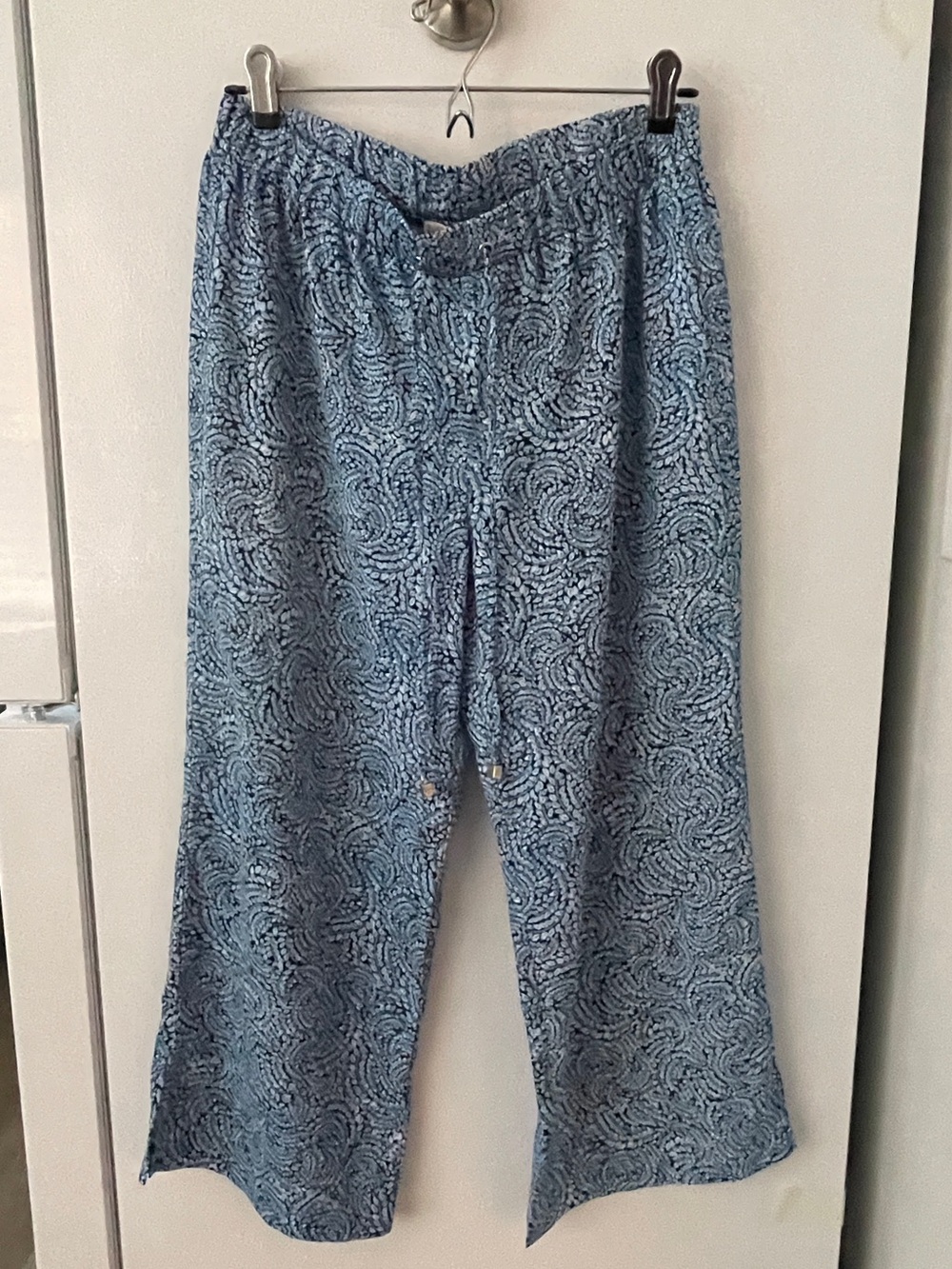 Michael Kors Blue Paisley Print Elastic Waist Pants